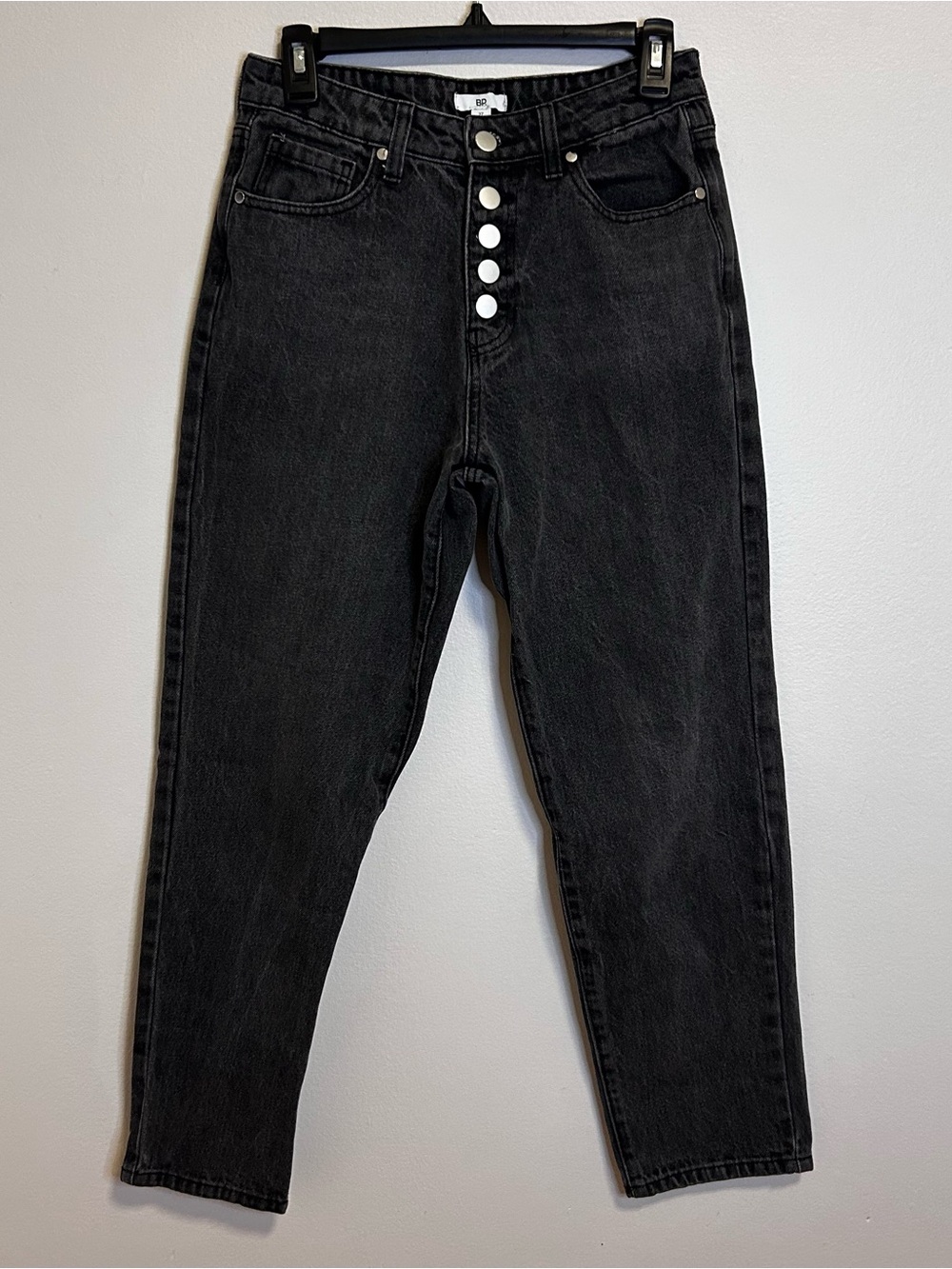 bp Black High-Rise Button-Fly Jeans